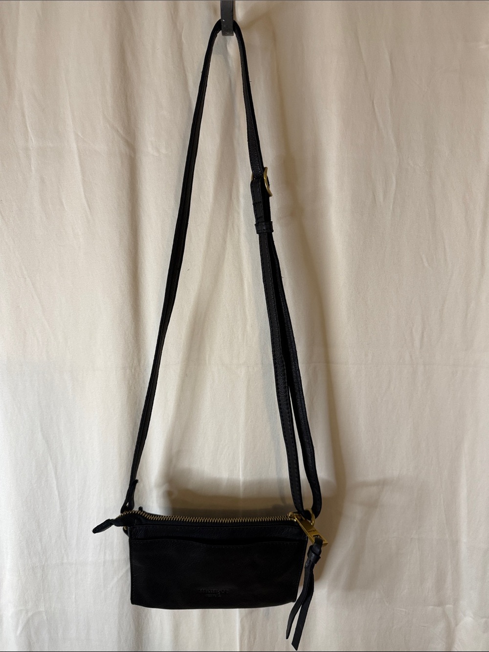 margot Black Embossed Leather Logo Detail